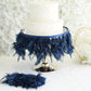 Turkey Feather Fringe Trim Navy Blue 39 Inch Real with Satin Ribbon Tape