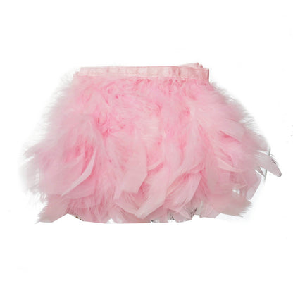 Real Turkey Feather Fringe Trim Pink 39 Inch with Satin Ribbon Tape#whtbkgd