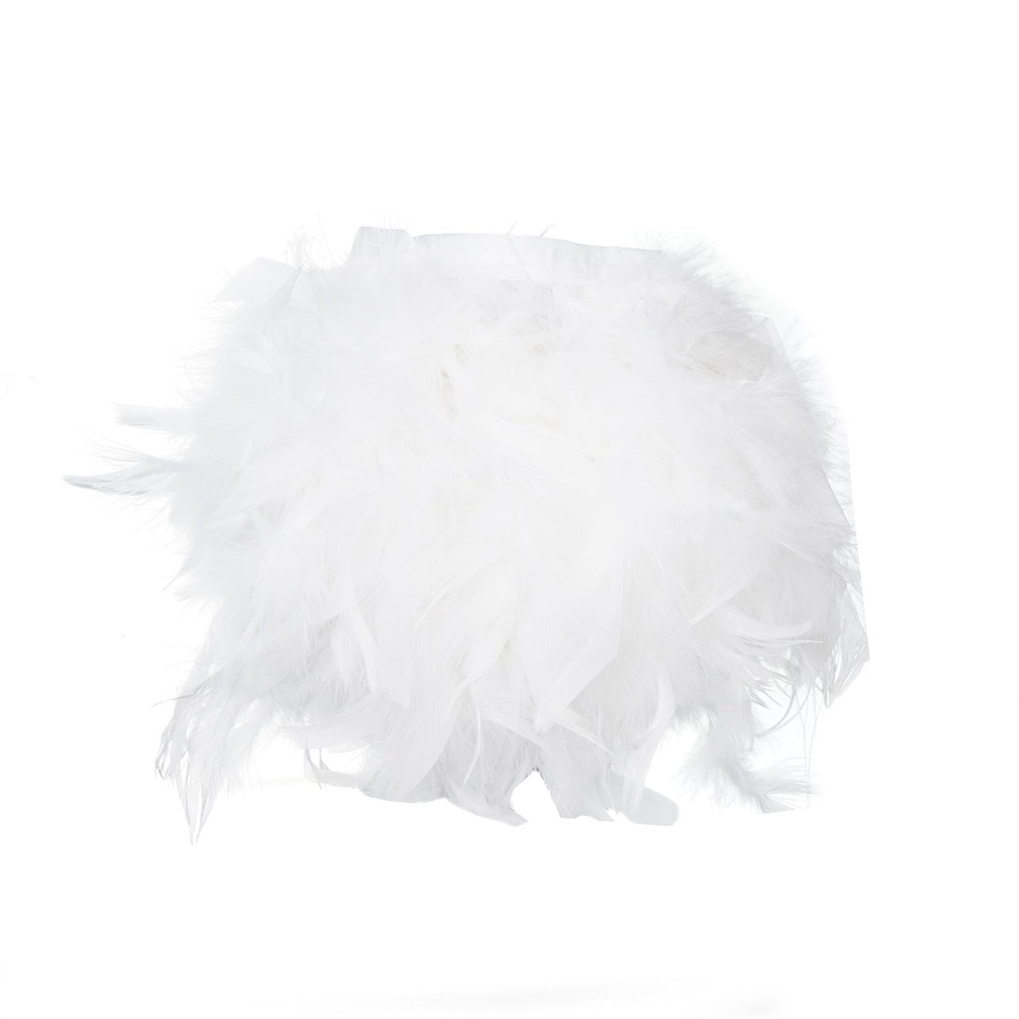 Real Turkey Feather Fringe Trim White 39 Inch with Satin Ribbon Tape#whtbkgd