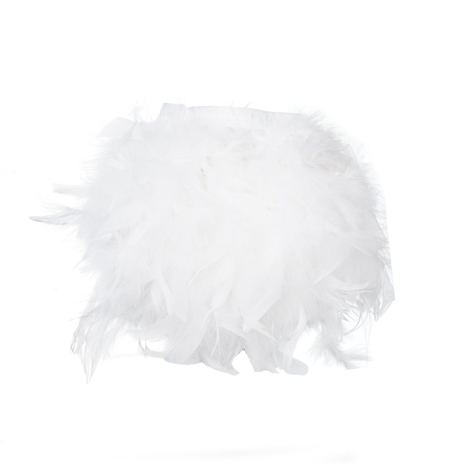 Real Turkey Feather Fringe Trim White 39 Inch with Satin Ribbon Tape#whtbkgd