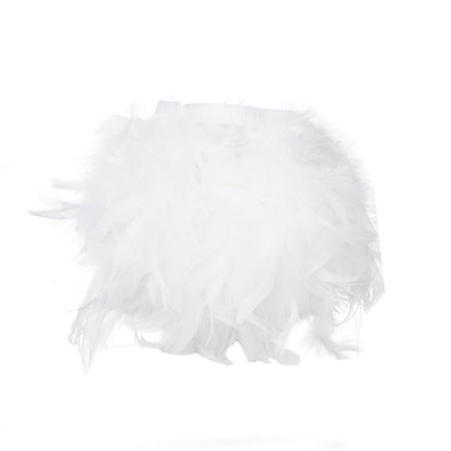 Real Turkey Feather Fringe Trim White 39 Inch with Satin Ribbon Tape#whtbkgd