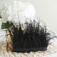 Black ostrich feather fringe trim with satin ribbon tape.
