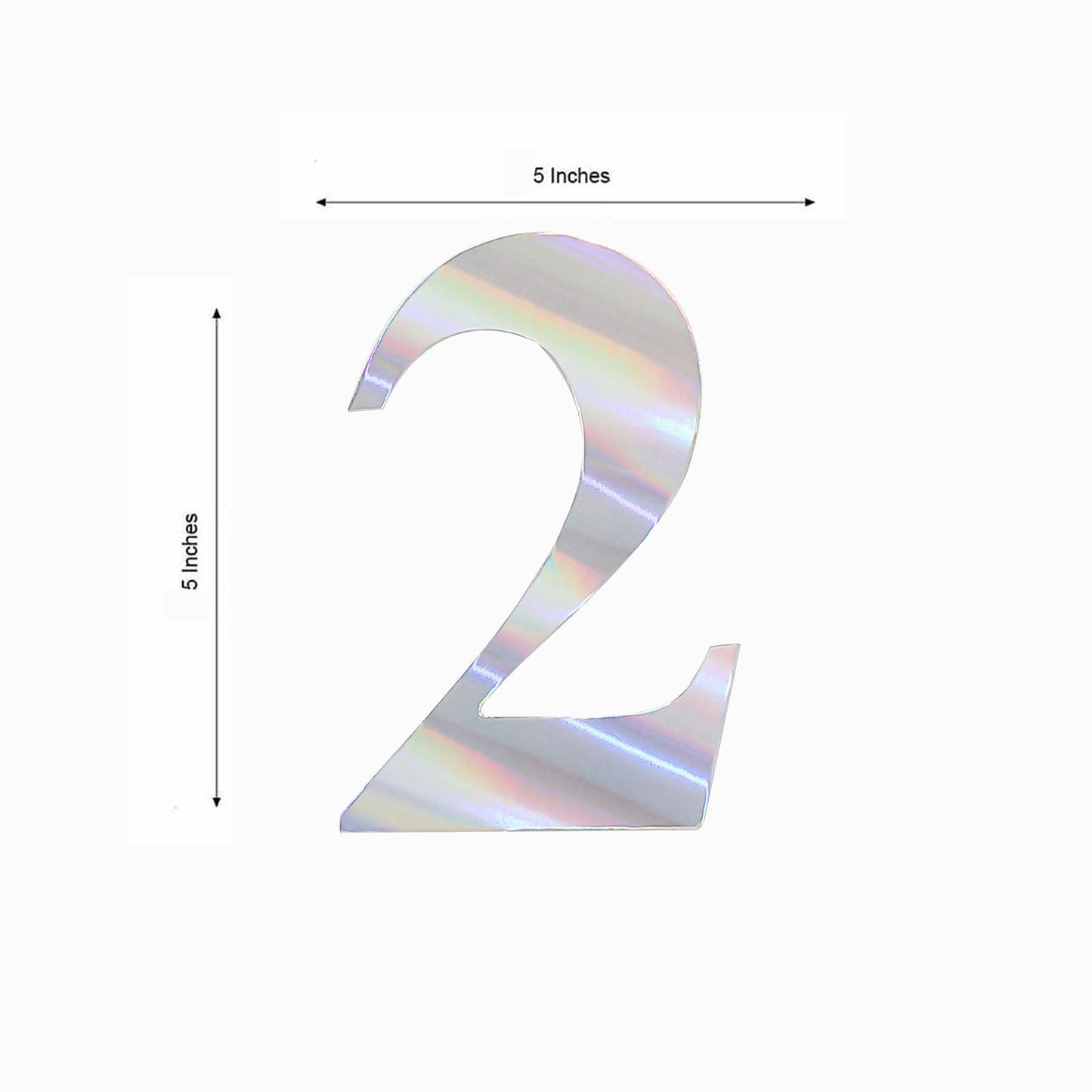 Iridescent 5" number sticker, customizable, featuring the number 2.