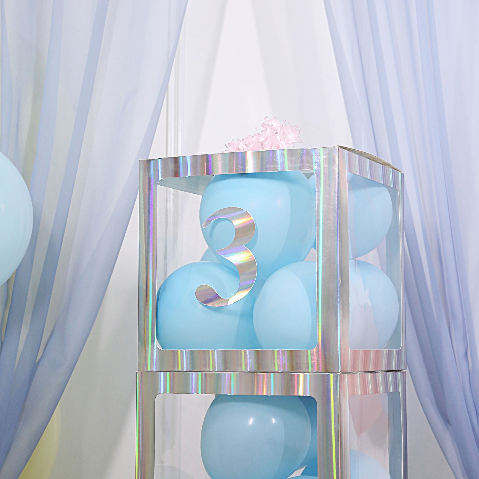 4 Pack - 5" Iridescent Large 0-9 Number Stickers Banner, Custom Milestone Age And Date Stick On Numbers - 3