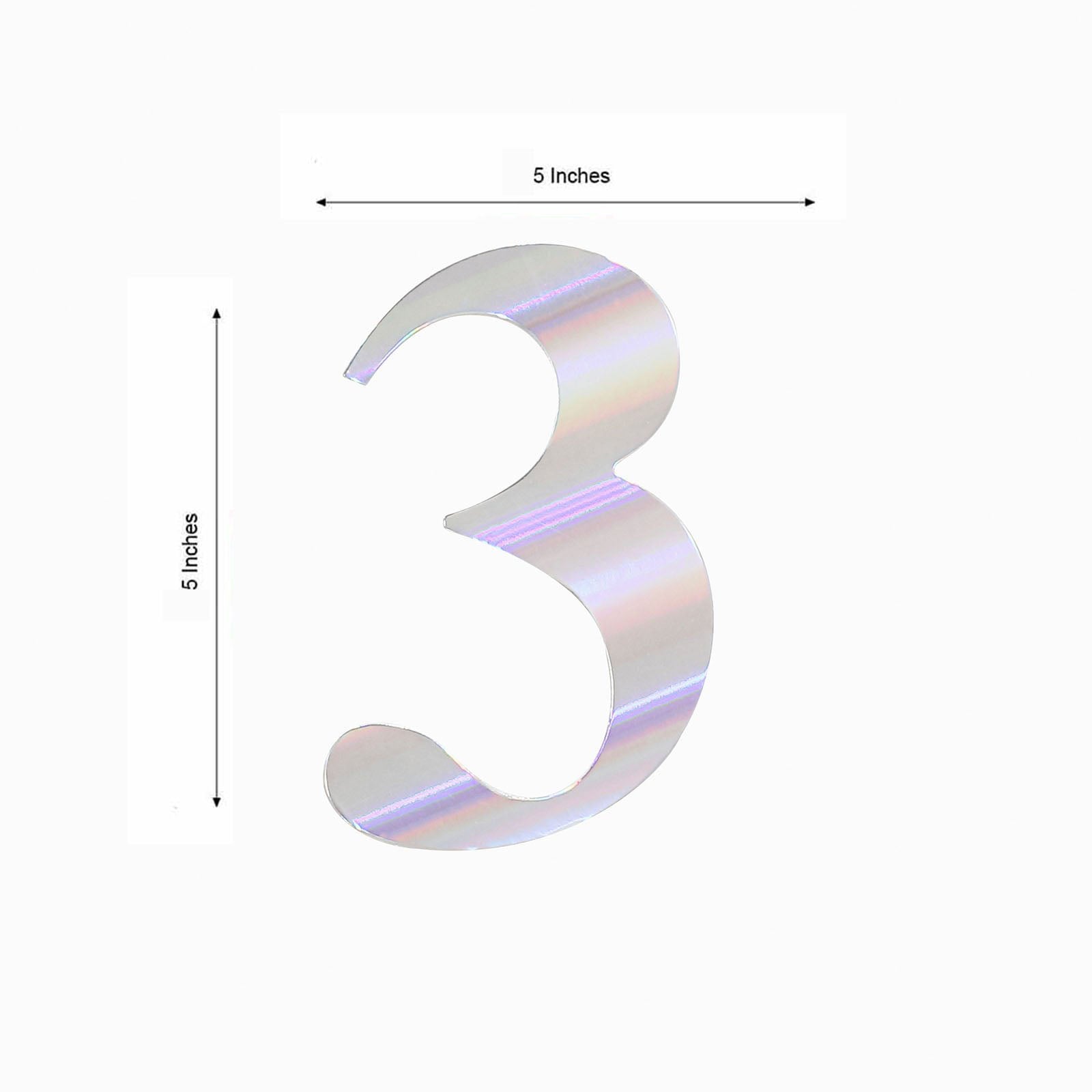 4 Pack - 5" Iridescent Large 0-9 Number Stickers Banner, Custom Milestone Age And Date Stick On Numbers - 3
