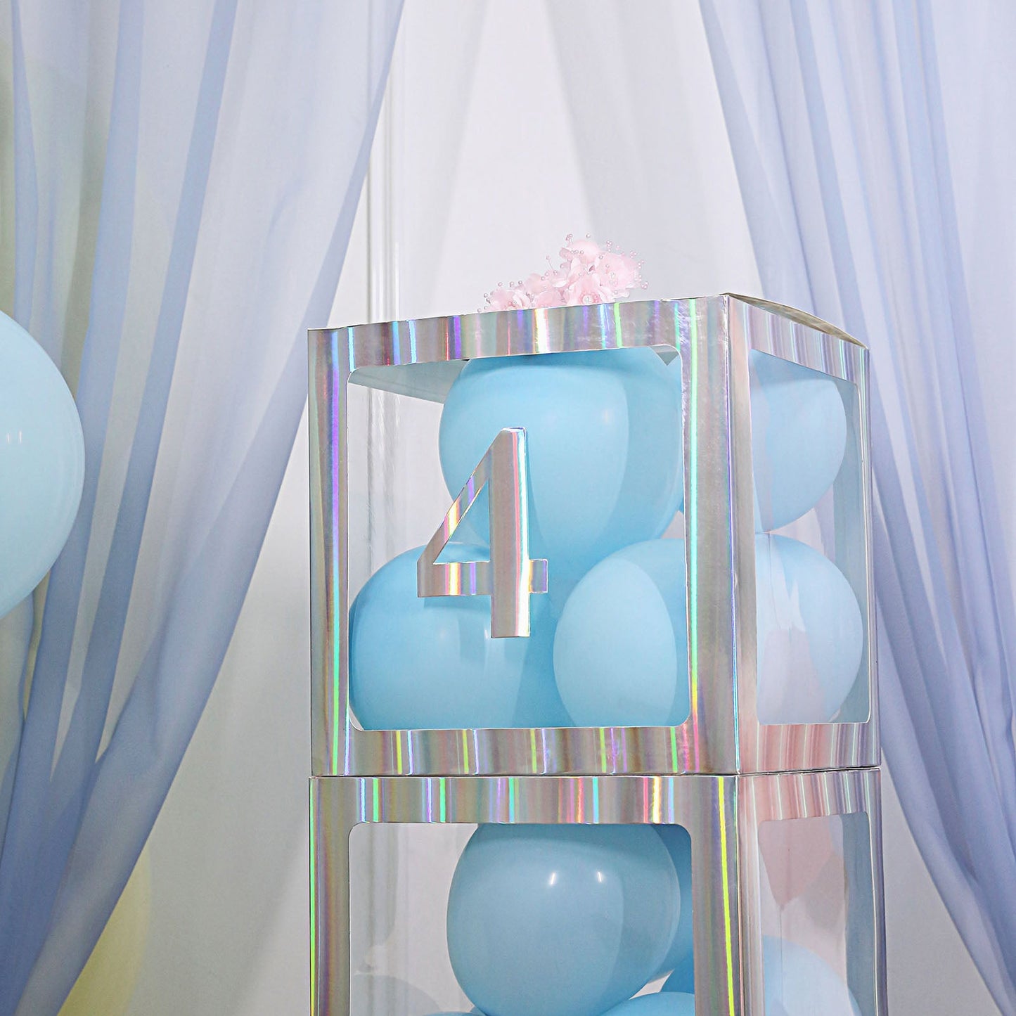 4 Pack - 5" Iridescent Large 0-9 Number Stickers Banner, Custom Milestone Age And Date Stick On Numbers - 4