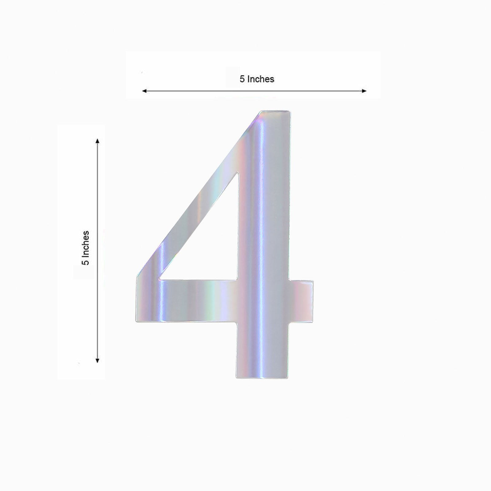 4 Pack - 5" Iridescent Large 0-9 Number Stickers Banner, Custom Milestone Age And Date Stick On Numbers - 4