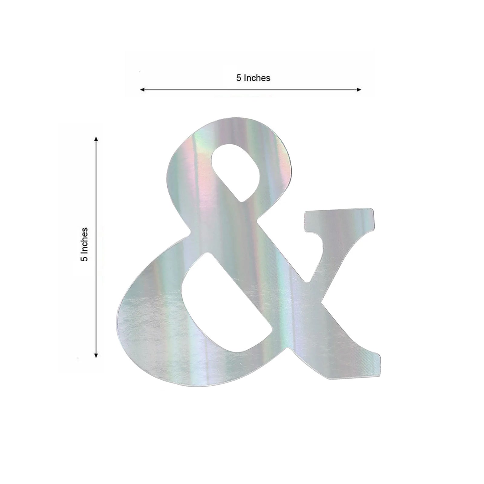5 Inch Iridescent "&" Alphabet Symbol Stick On Letters 4 Pack