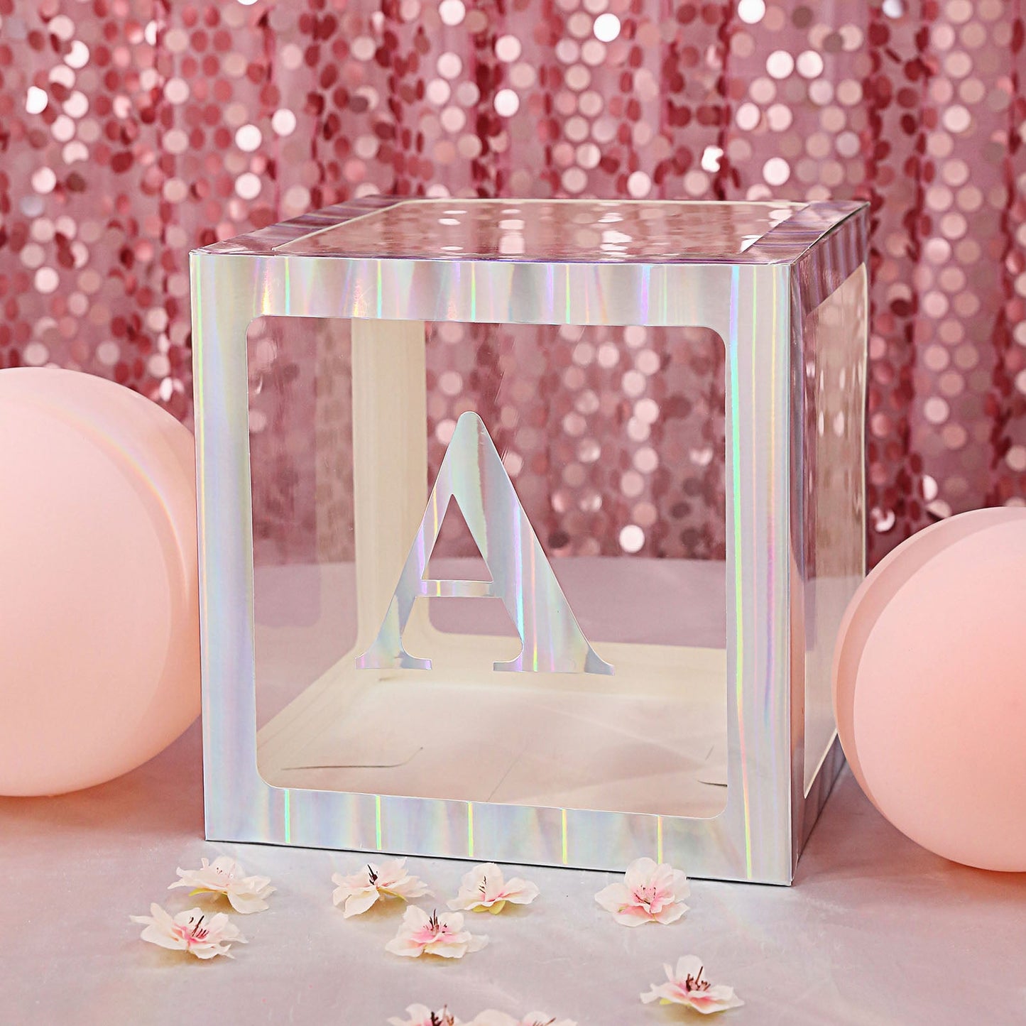Iridescent 5" letter "A" in a decorative display box.