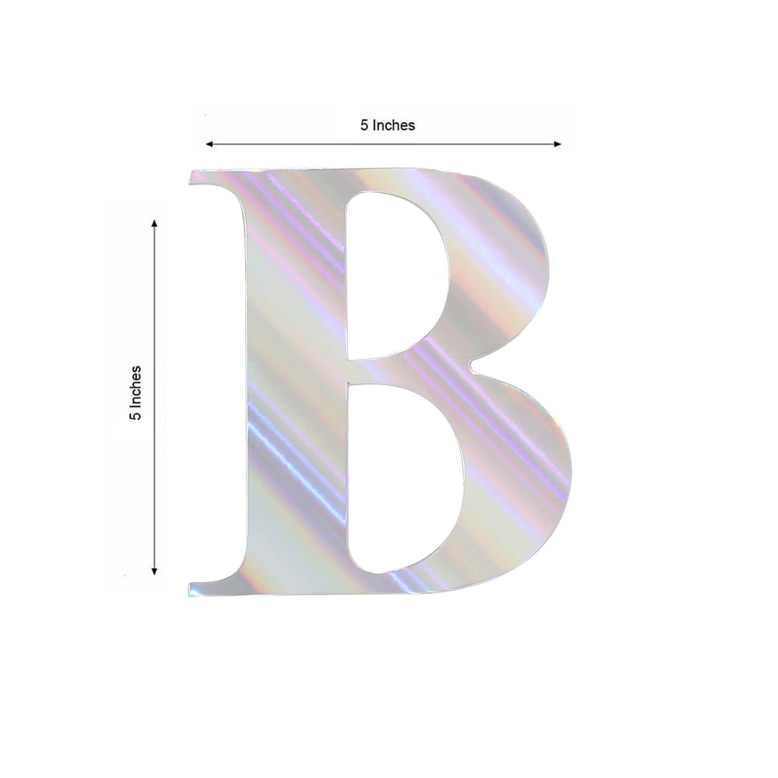 Iridescent "B" letter sticker, 5 inches, customizable for banners.