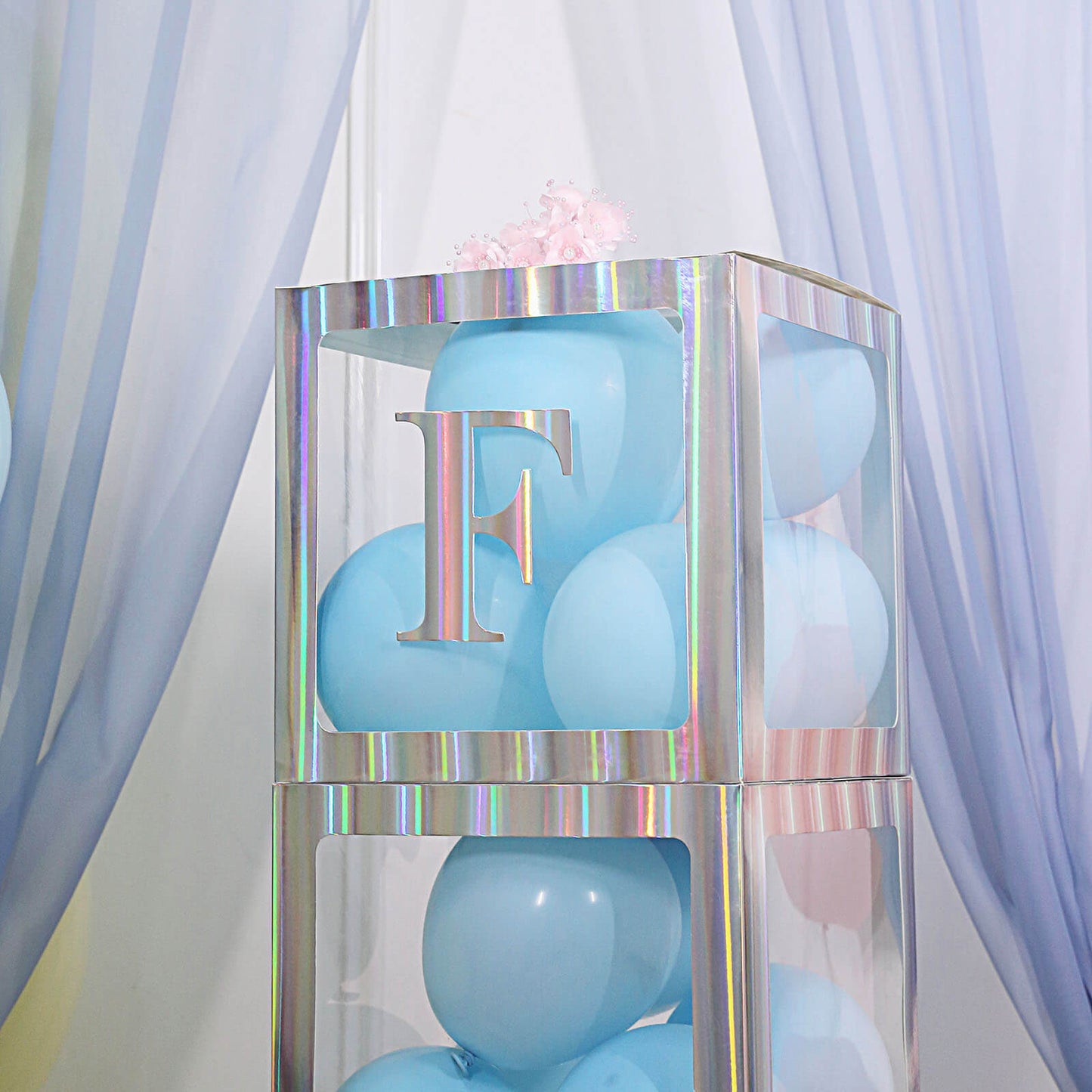 4 Pack - 5" Iridescent Large Alphabet Stickers Banner, Custom Text Stick On Letters - F