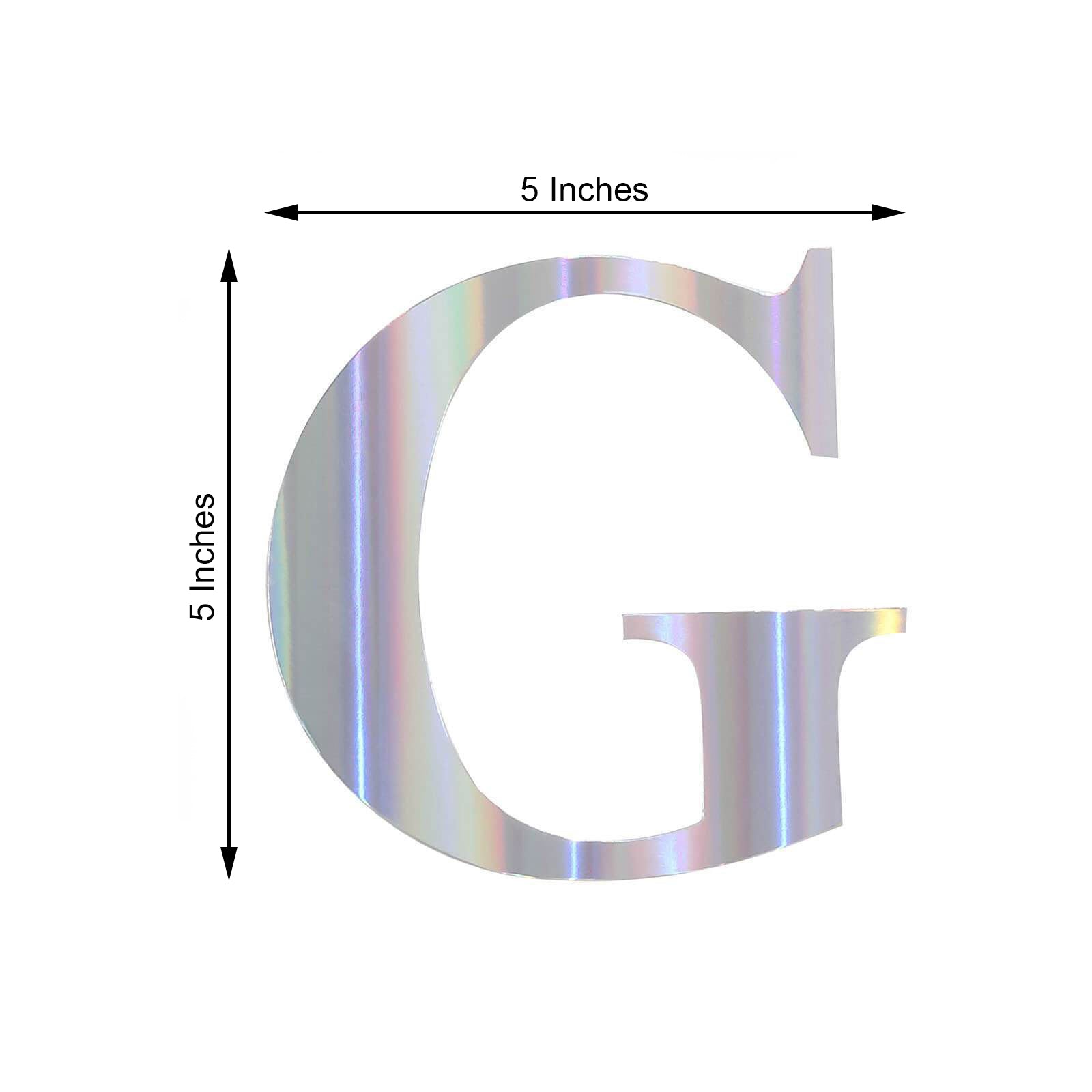 4 Pack - 5" Iridescent Alphabet Stickers Banner, Customizable Stick on Letters - G