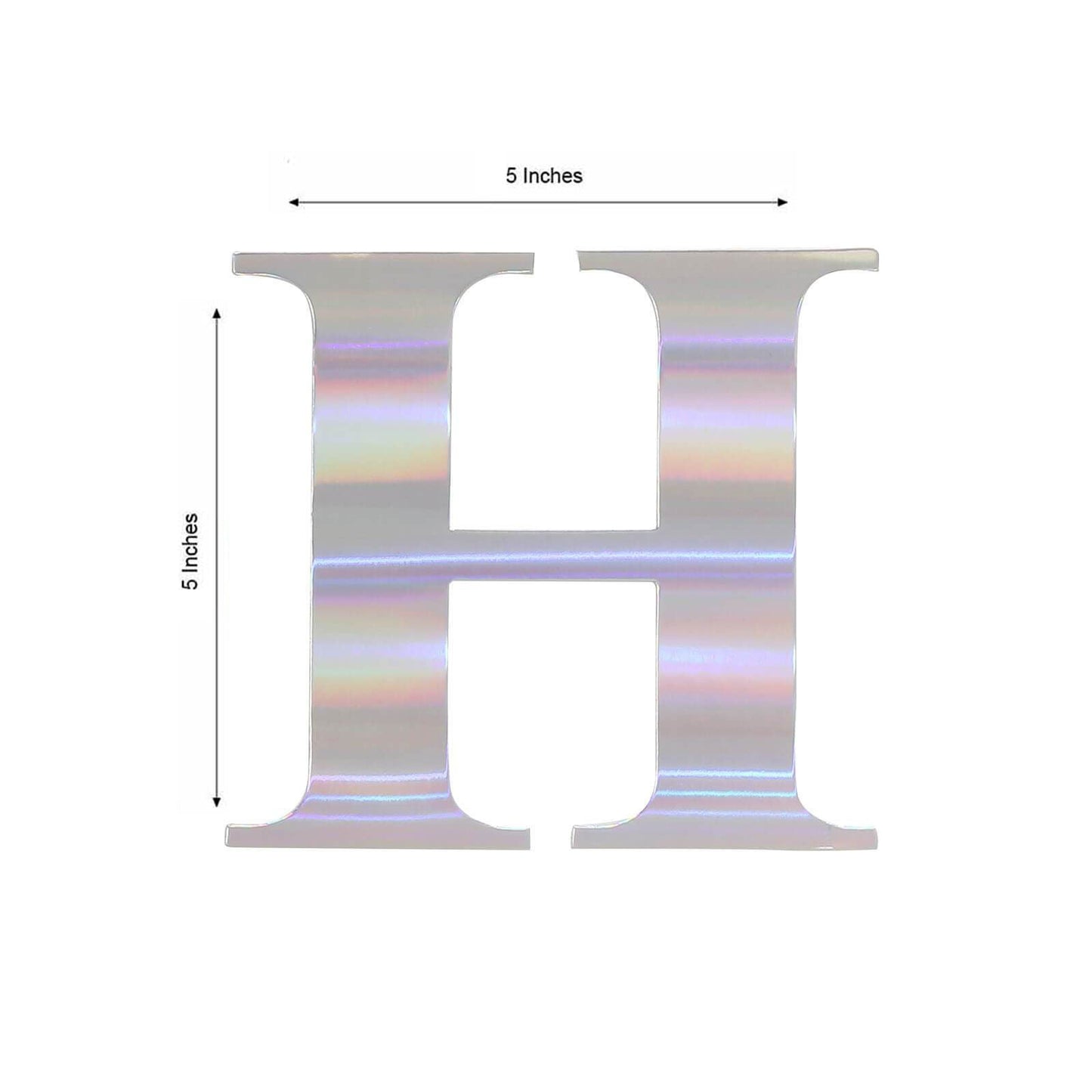 4 Pack - 5" Iridescent Alphabet Stickers Banner, Customizable Stick on Letters - H
