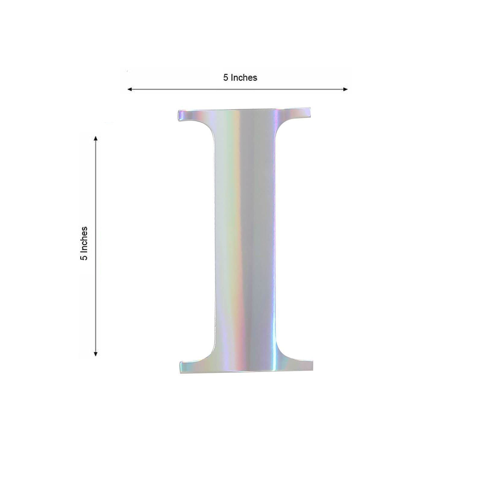 4 Pack - 5" Iridescent Alphabet Stickers Banner, Customizable Stick on Letters - I