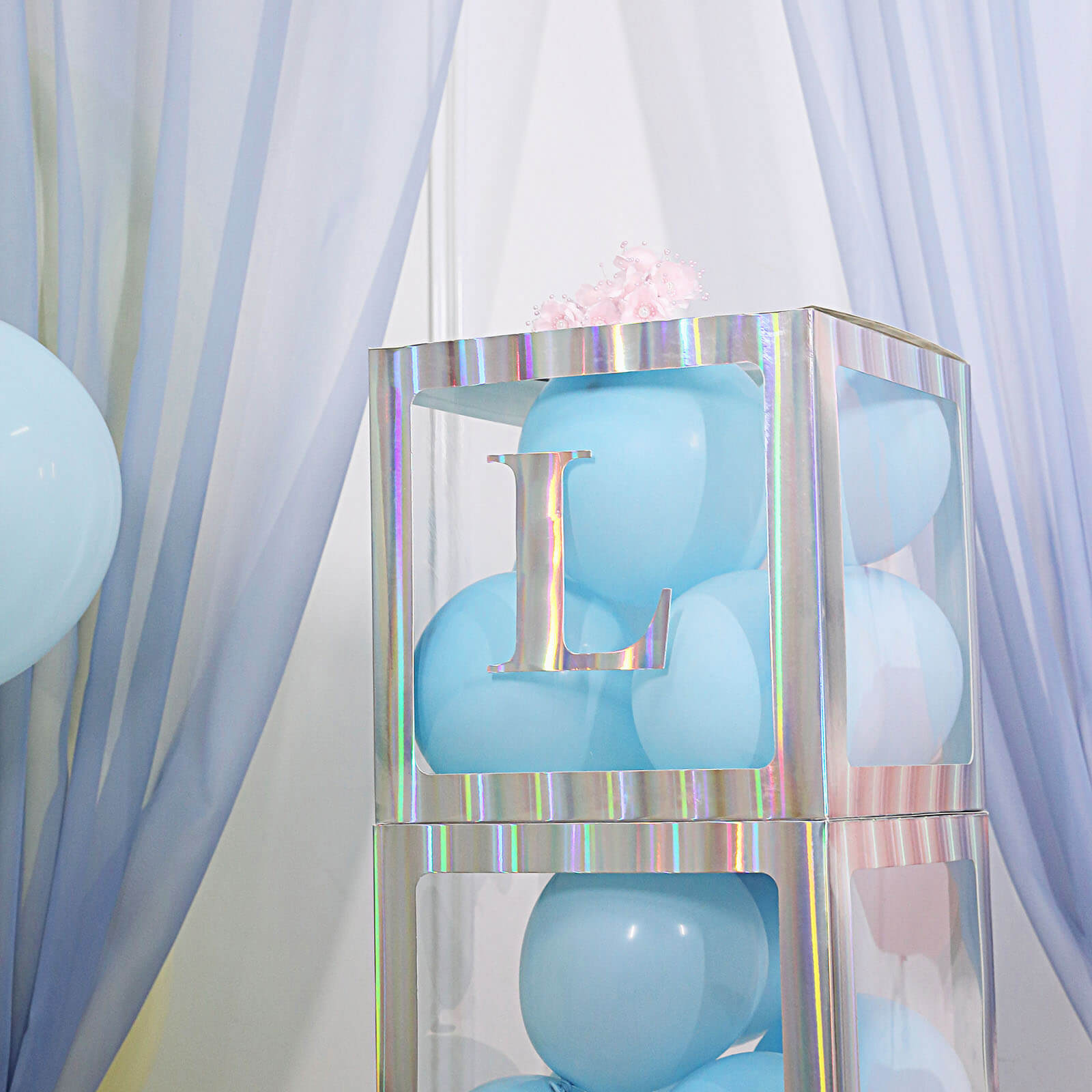 4 Pack - 5" Iridescent Alphabet Stickers Banner, Customizable Stick on Letters - L