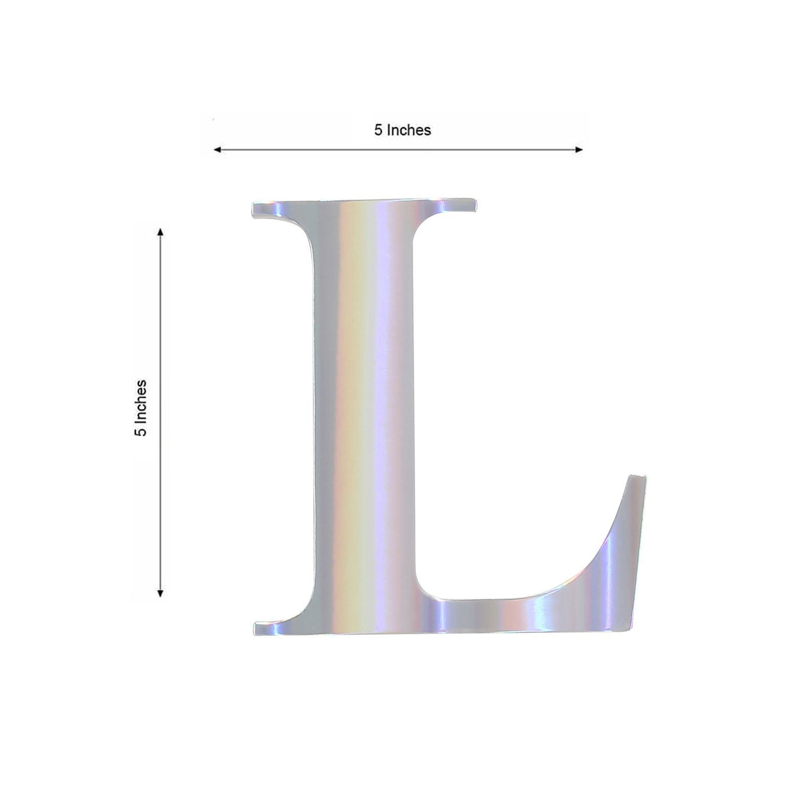 4 Pack - 5" Iridescent Alphabet Stickers Banner, Customizable Stick on Letters - L