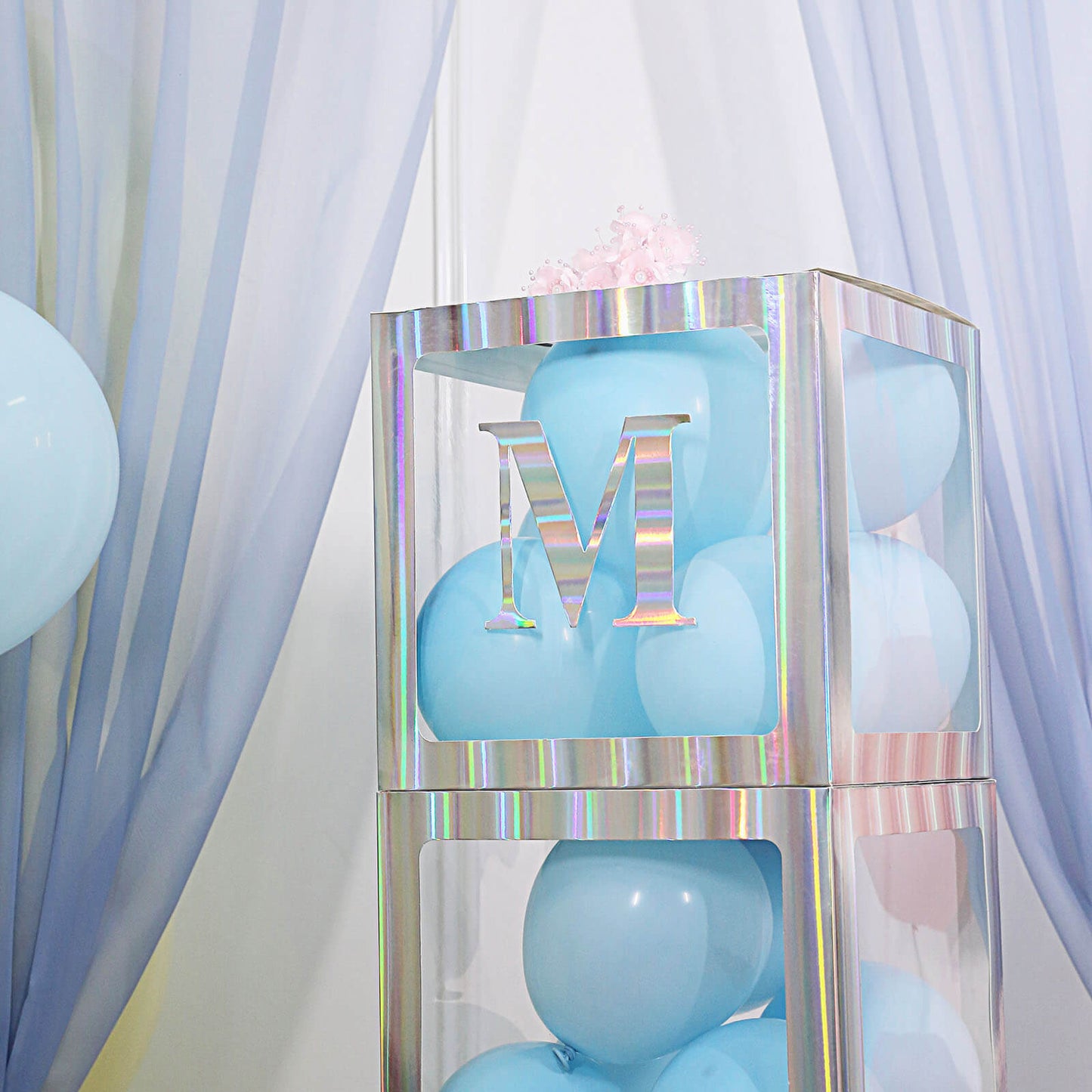 4 Pack - 5" Iridescent Alphabet Stickers Banner, Customizable Stick on Letters - M