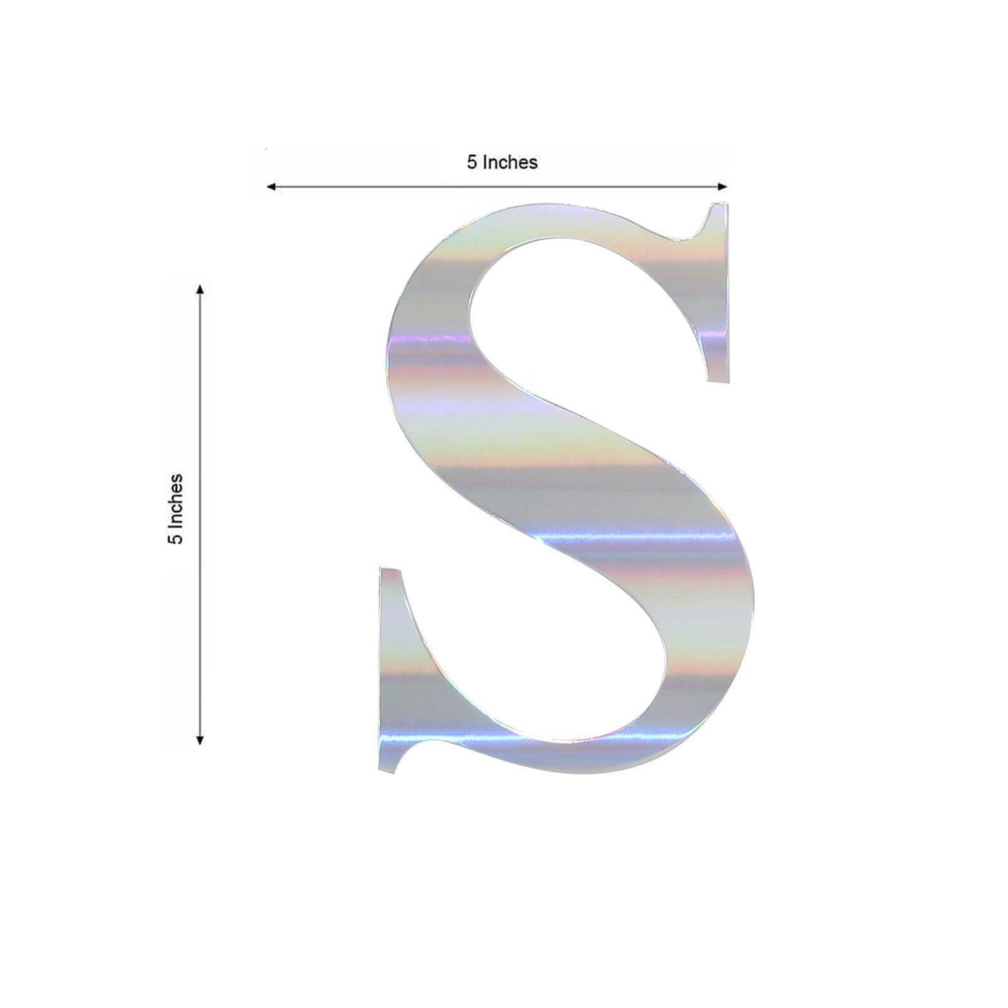 4 Pack - 5" Iridescent Alphabet Stickers Banner, Customizable Stick on Letters - S