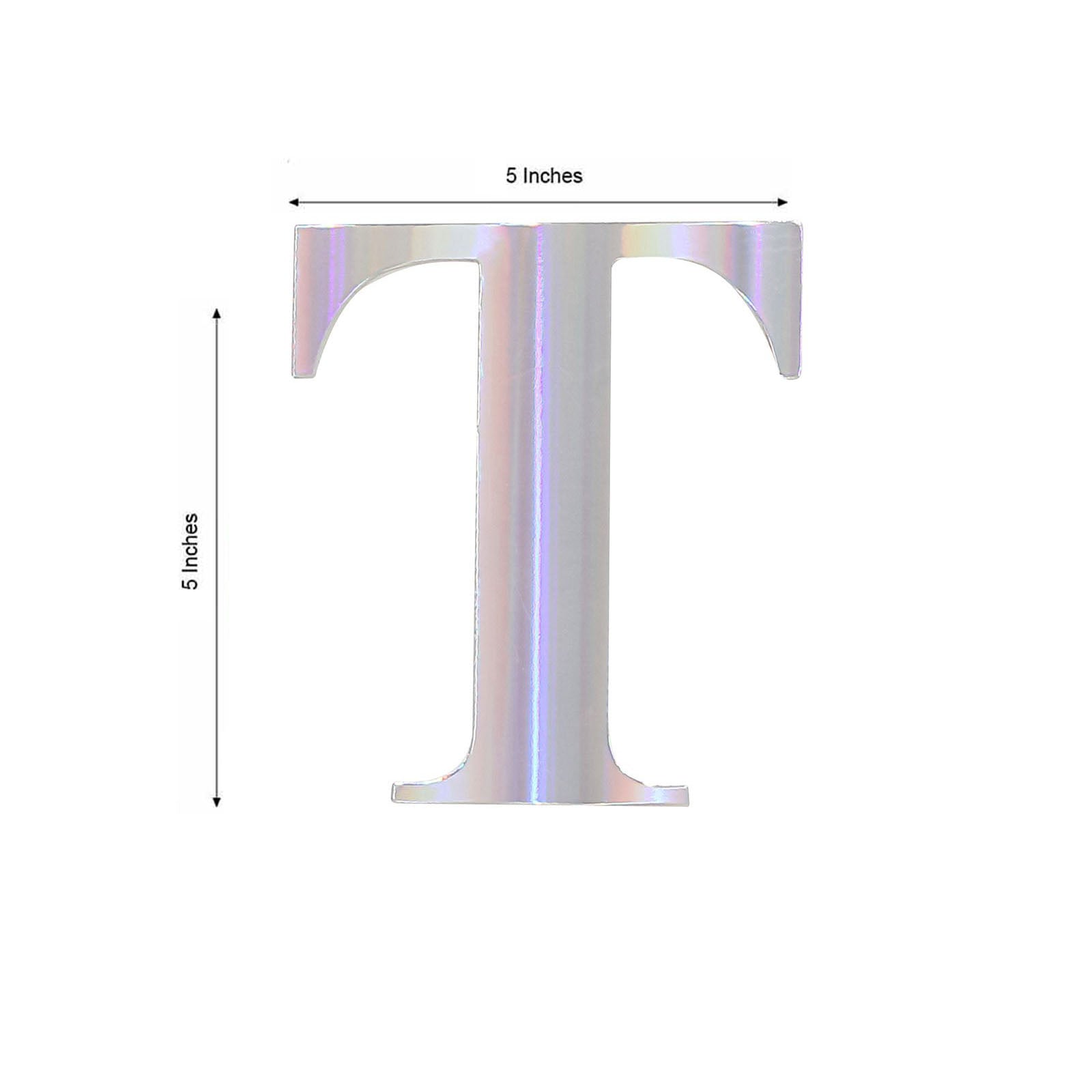 4 Pack - 5" Iridescent Alphabet Stickers Banner, Customizable Stick on Letters - T