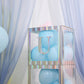 Iridescent blue alphabet sticker banner with letter U.
