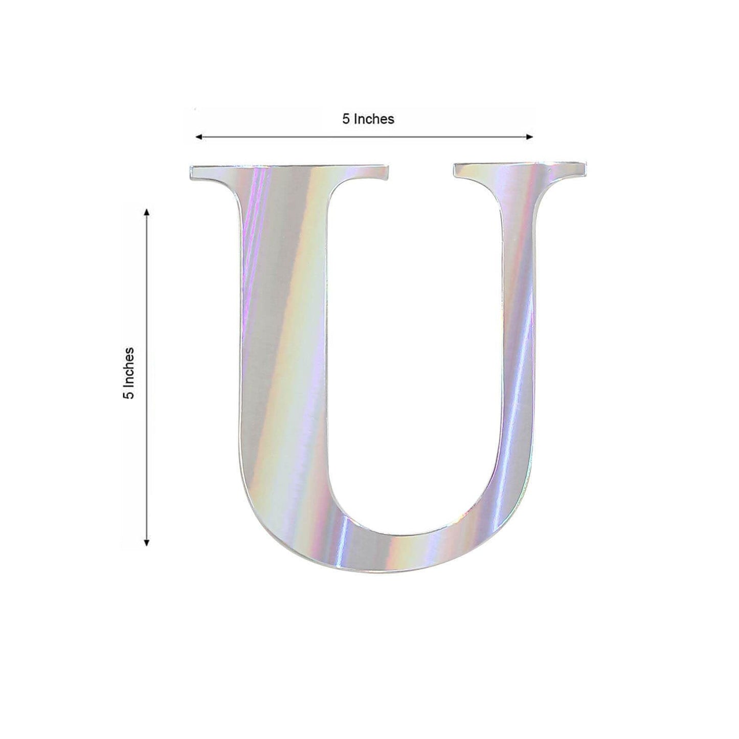 Iridescent letter "U" sticker, 5 inches, customizable for banners.