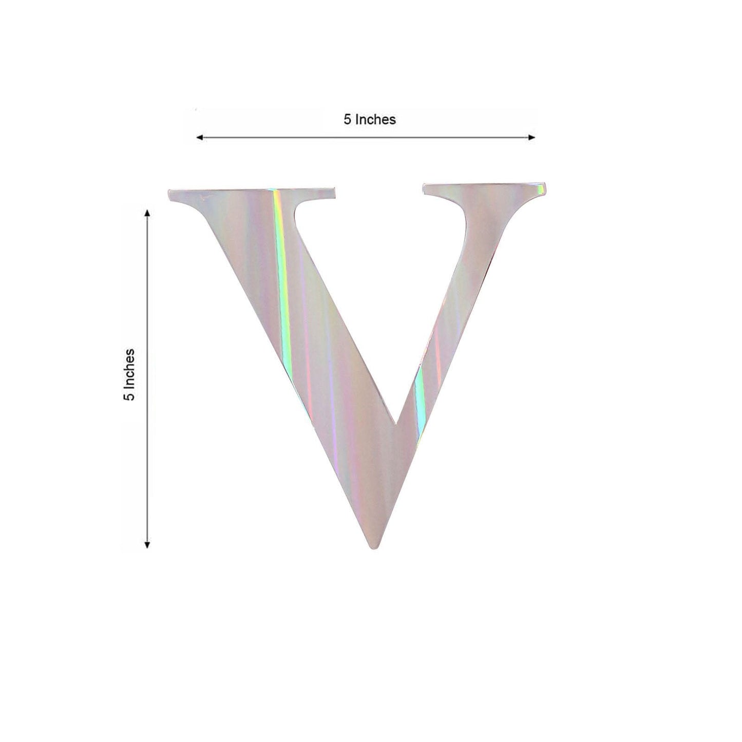 4 Pack - 5" Iridescent Alphabet Stickers Banner, Customizable Stick on Letters - V