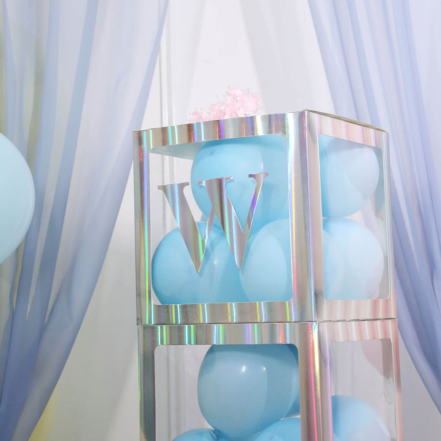 4 Pack - 5" Iridescent Alphabet Stickers Banner, Customizable Stick on Letters - W