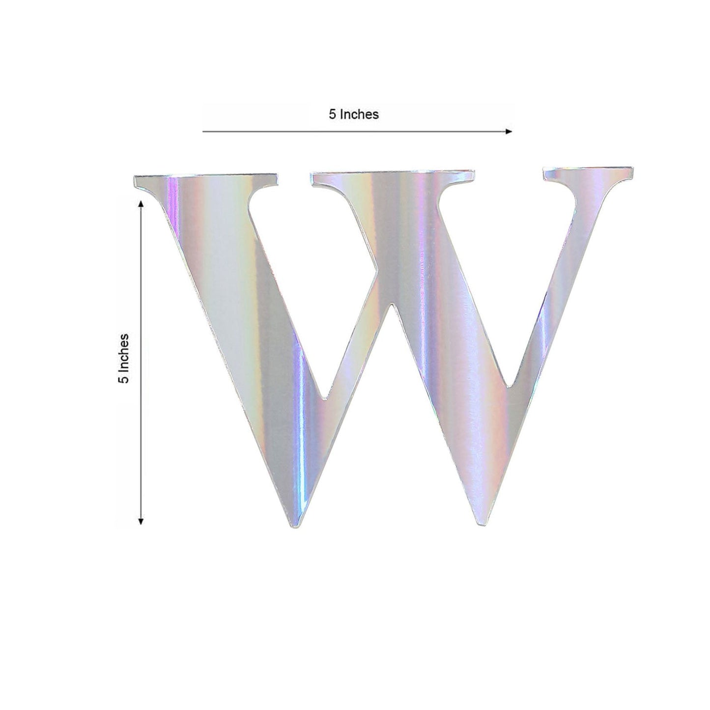4 Pack - 5" Iridescent Alphabet Stickers Banner, Customizable Stick on Letters - W