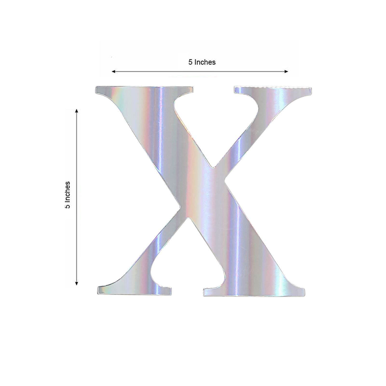 4 Pack - 5" Iridescent Alphabet Stickers Banner, Customizable Stick on Letters - X