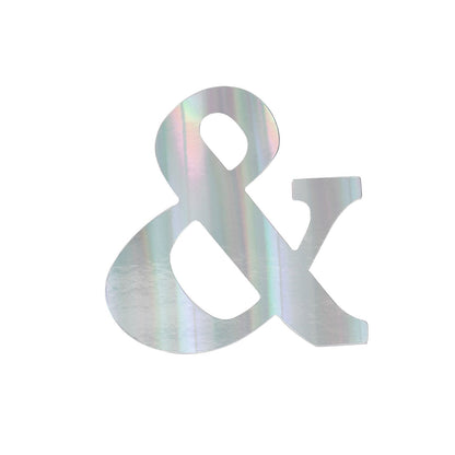 4 Pack Of Iridescent Alphabet Symbol "&" Stick On Letters 5 Inch#whtbkgd