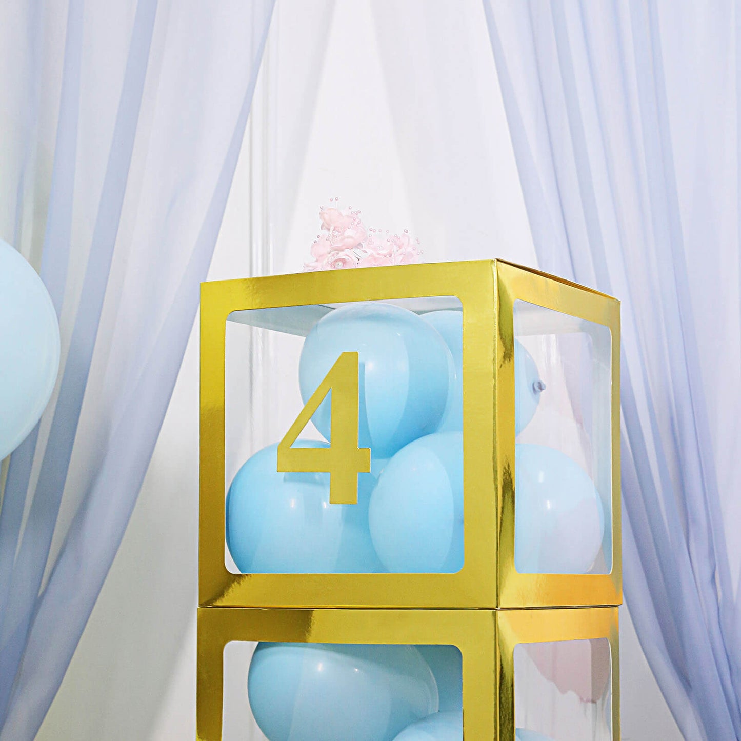 Metallic Gold 5 Inch Customizable Number 4 Stickers Banner 4 Pack