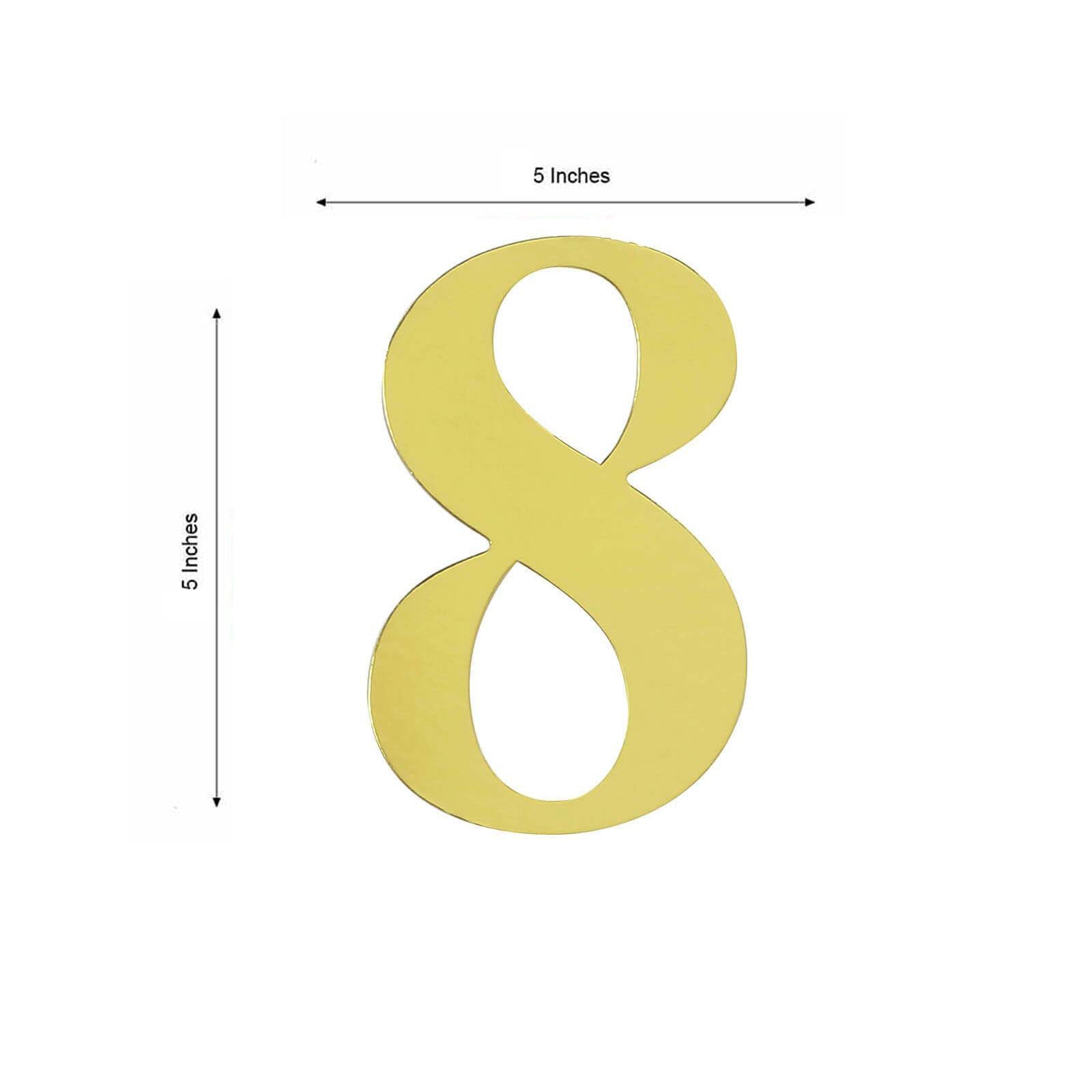 4 Pack - 5" Gold Large 0-9 Number Stickers Banner, Custom Milestone Age And Date Stick On Numbers - 8