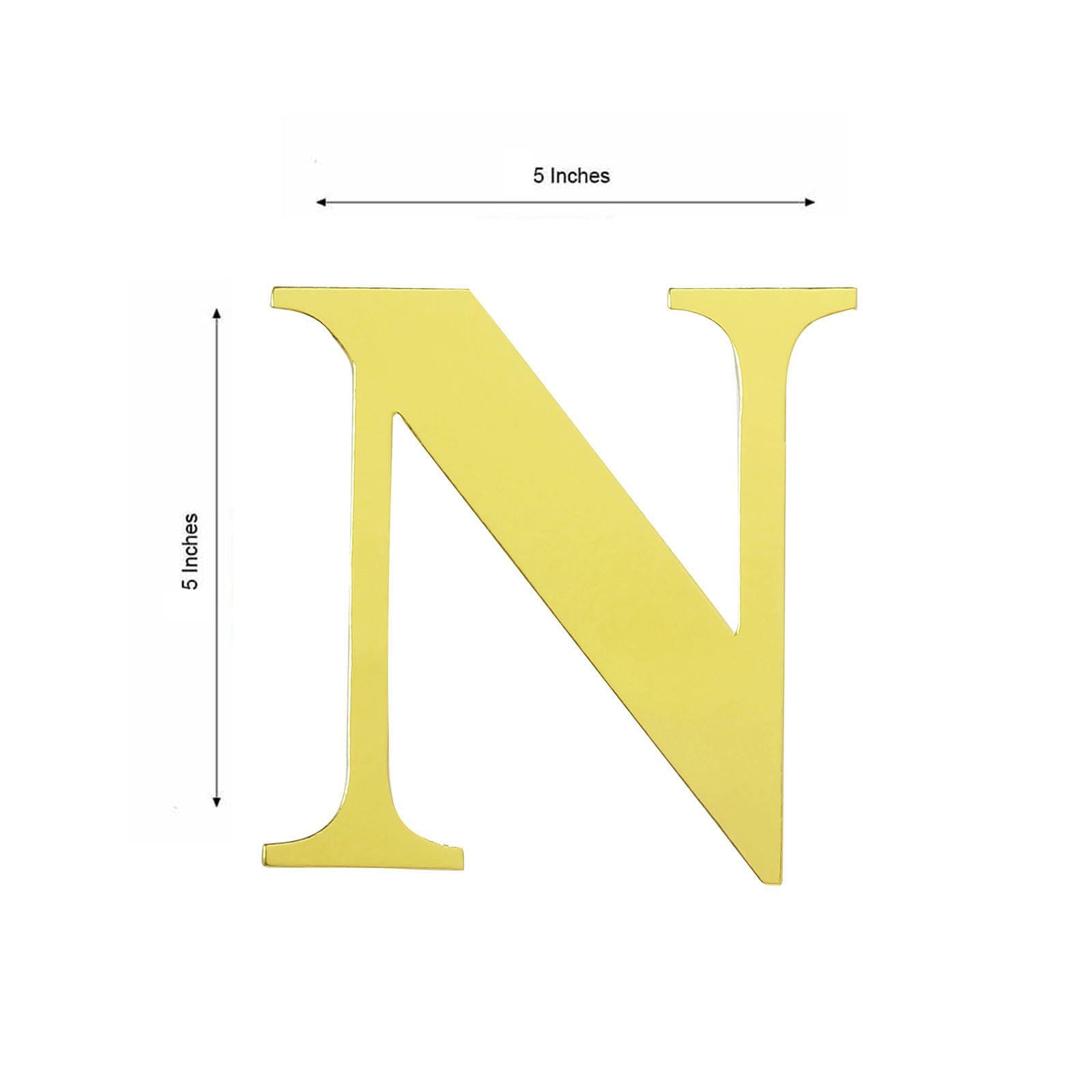 4 Pack - 5" Metallic Gold Alphabet Stickers Banner, Customizable Stick on Gold Letters - N