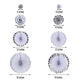 Silver and white hanging paper fan decorations set of 8 in various sizes.