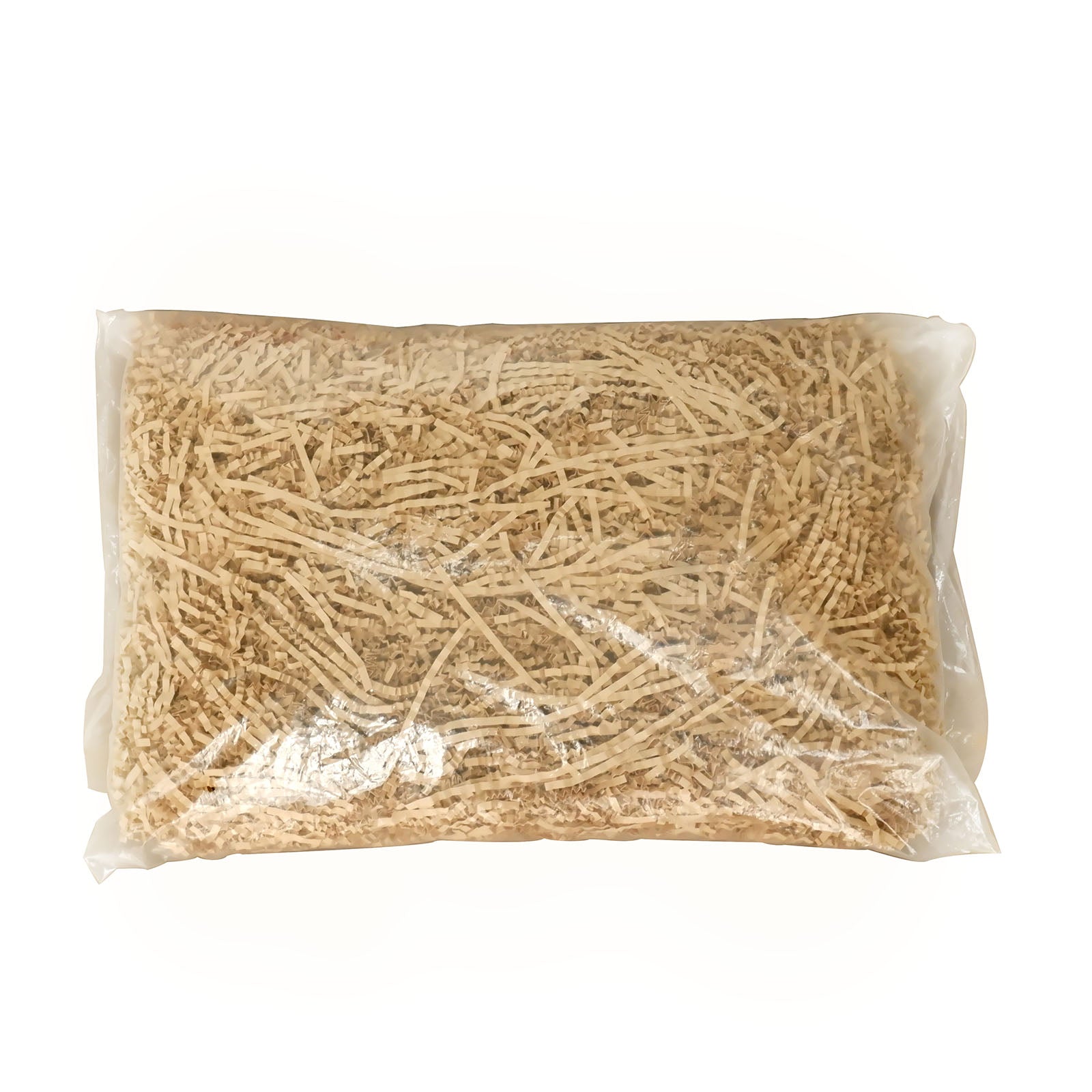 Natural brown paper shred basket filler in 8oz pack.
