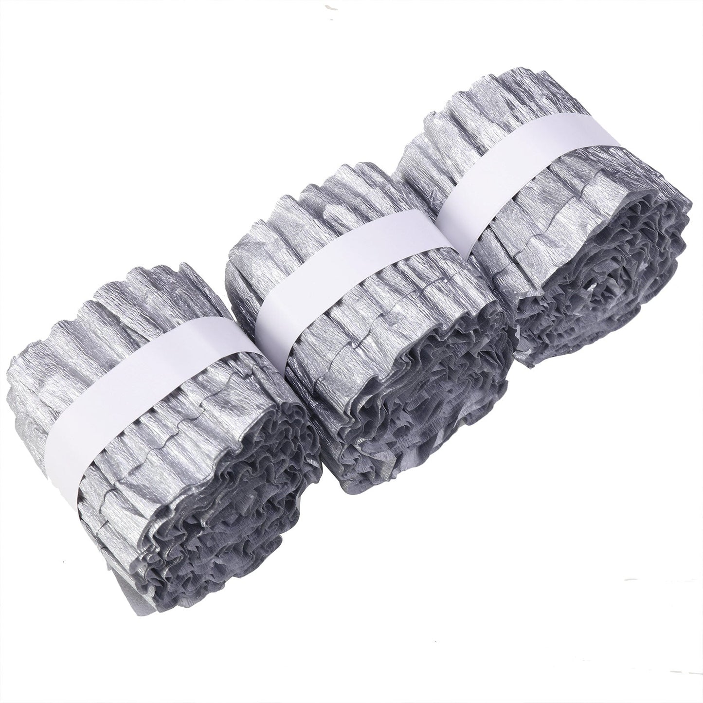 3 Rolls of 28 Feet Silver Ruffled Crepe Paper Backdrop Party Streamers #whtbkgd