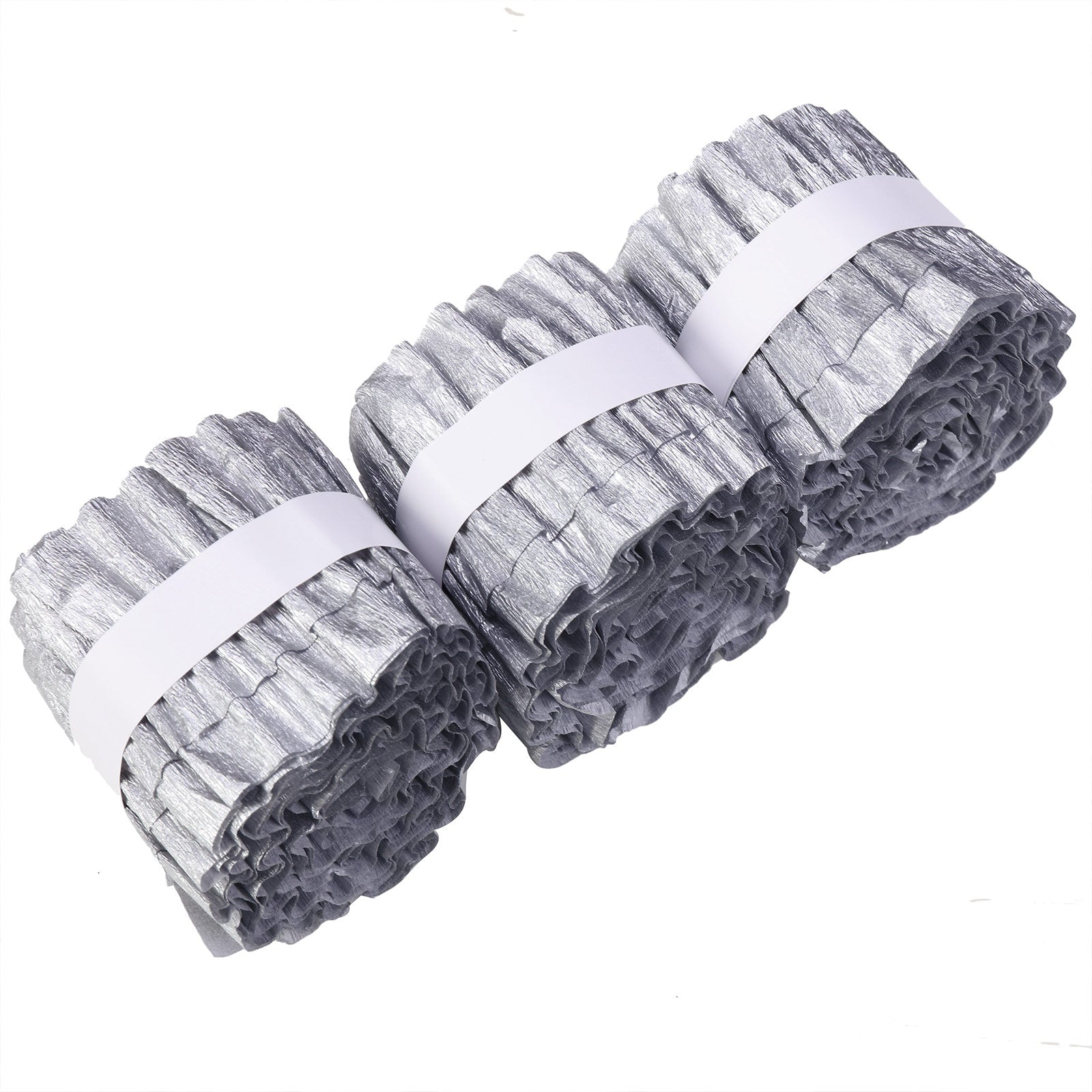 3 Rolls of 28 Feet Silver Ruffled Crepe Paper Backdrop Party Streamers #whtbkgd