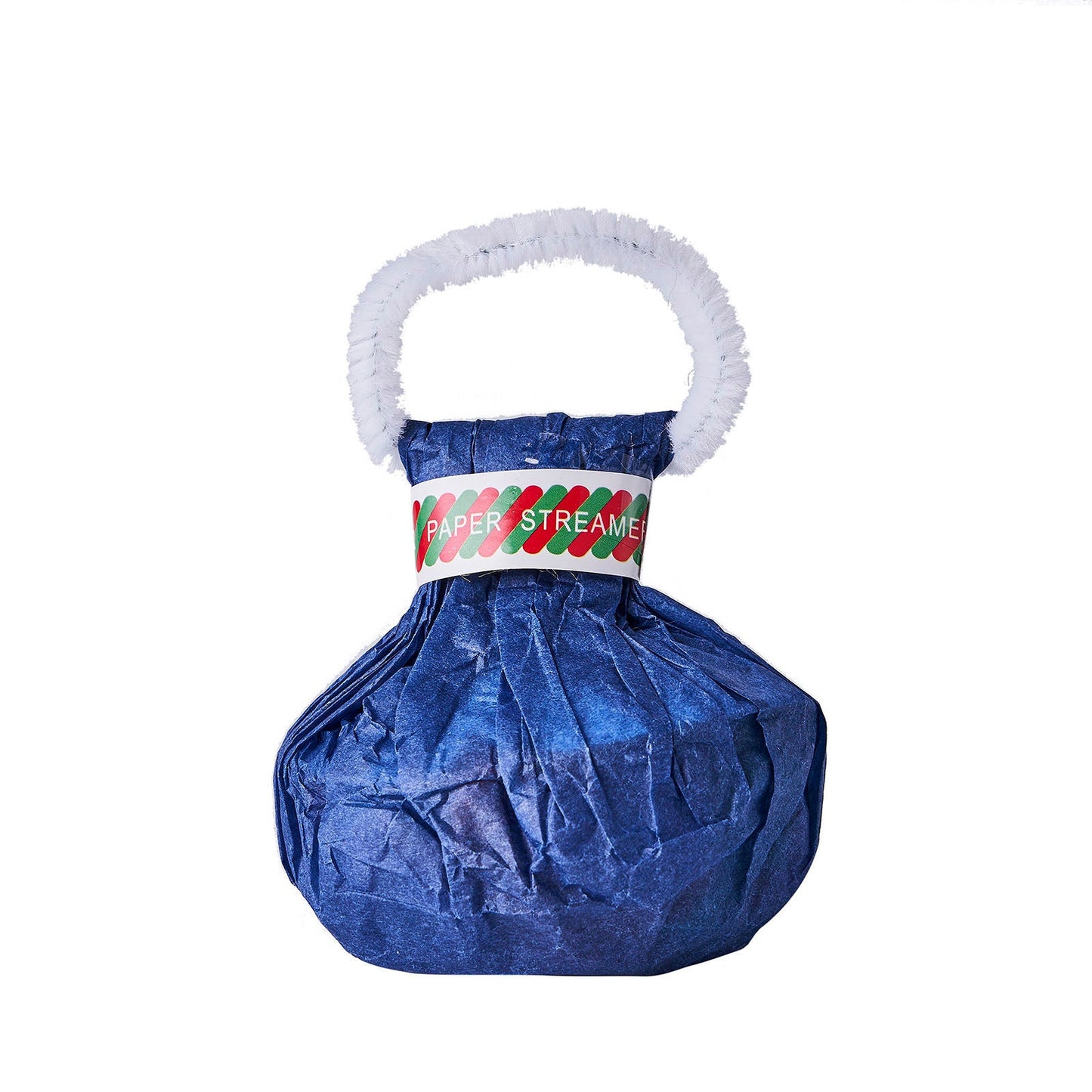 Assorted color handheld paper streamers in blue for wedding send off.