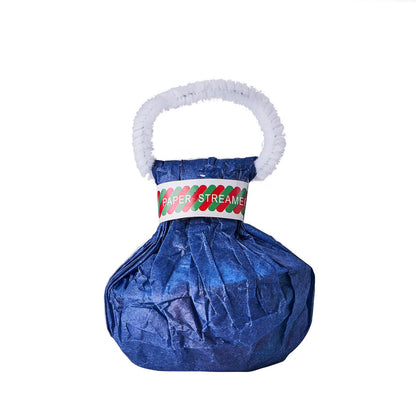Assorted color handheld paper streamers in blue for wedding send off.