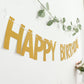Gold Glittered Happy Birthday Decor 4 Feet Hanging Banner
