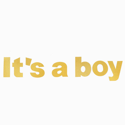 It'S A Boy Baby Shower Gender Reveal Glittered Hanging Garland In Gold 3 Feet#whtbkgd