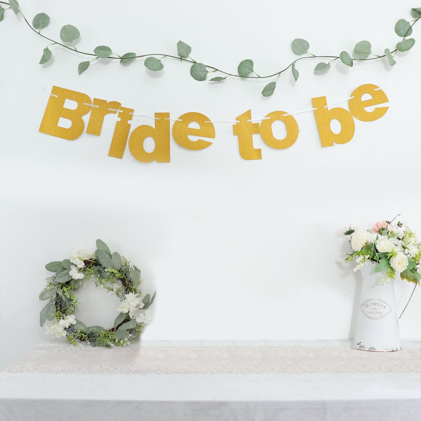 3.5ft Gold Glittered Bride To Be Paper Hanging Bridal Shower Garland Banner, Bachelorette Party Banner
