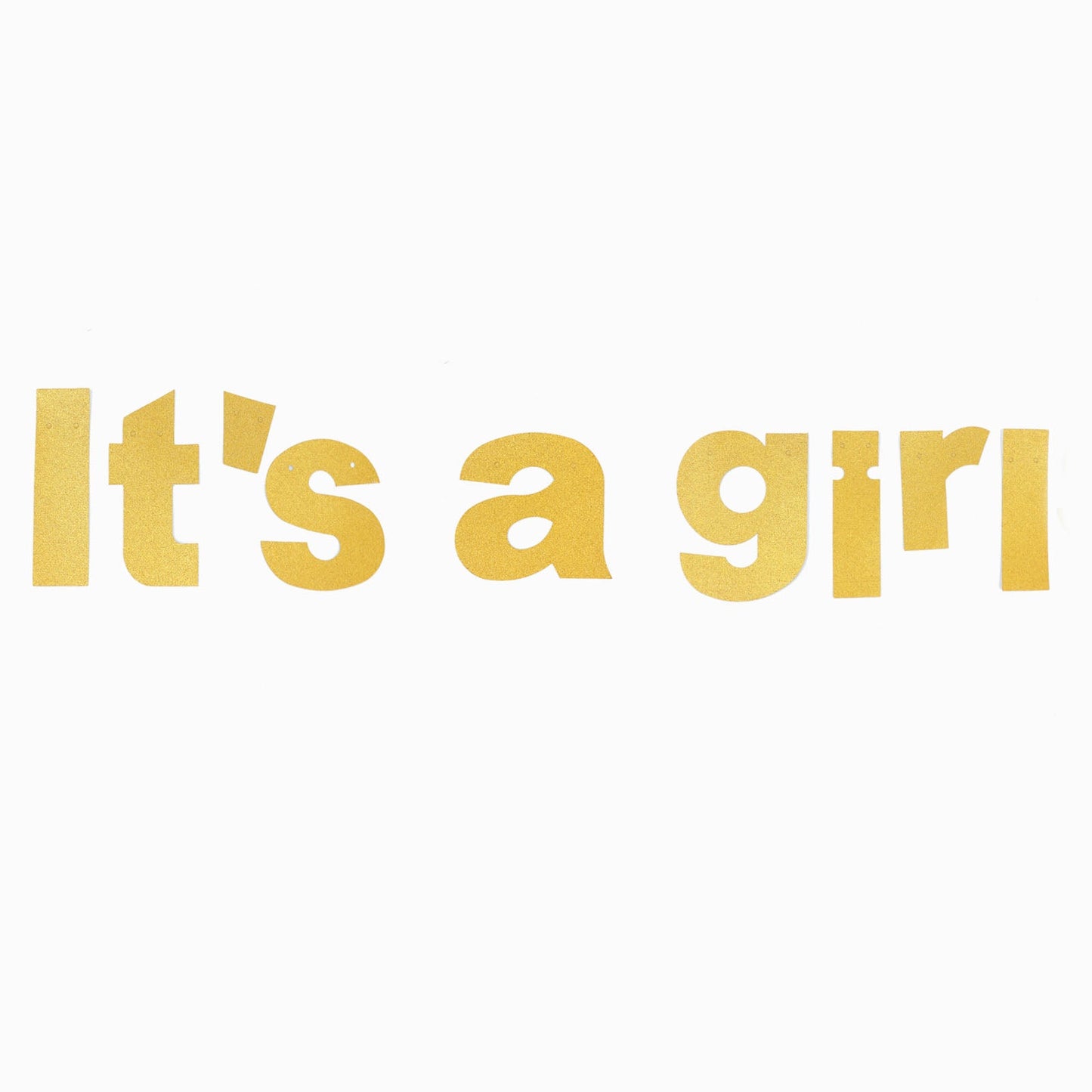 It's A Girl Baby Shower Gender Reveal Glittered Hanging Garland In Gold 3 Feet#whtbkgd