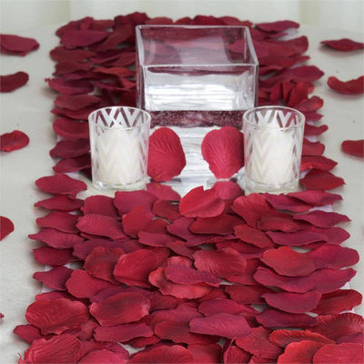 Elegant Touch with Burgundy Silk Rose Petals