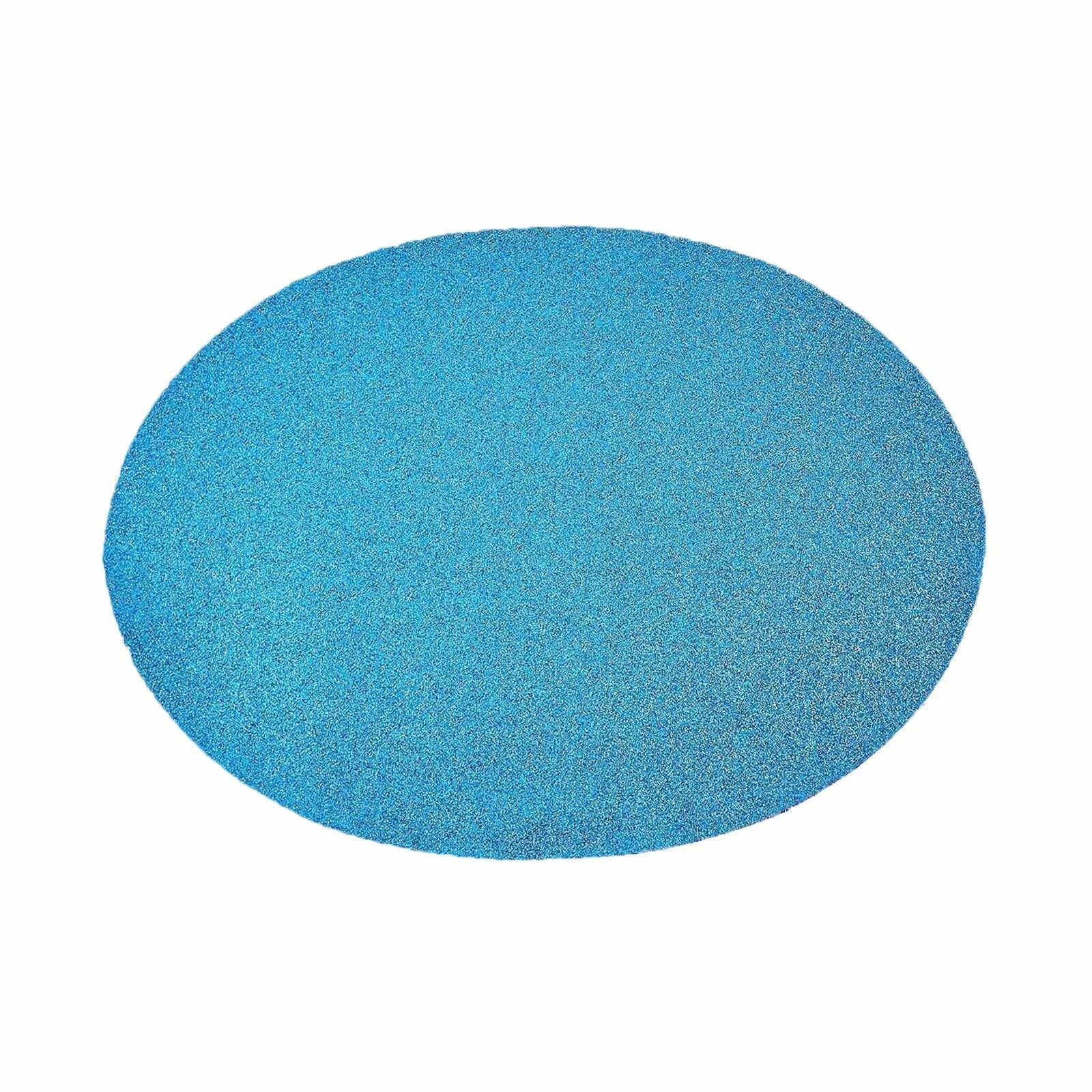 6 Pack Decorative Non Slip Oval Turquoise Table Mats with Glitter#whtbkgd