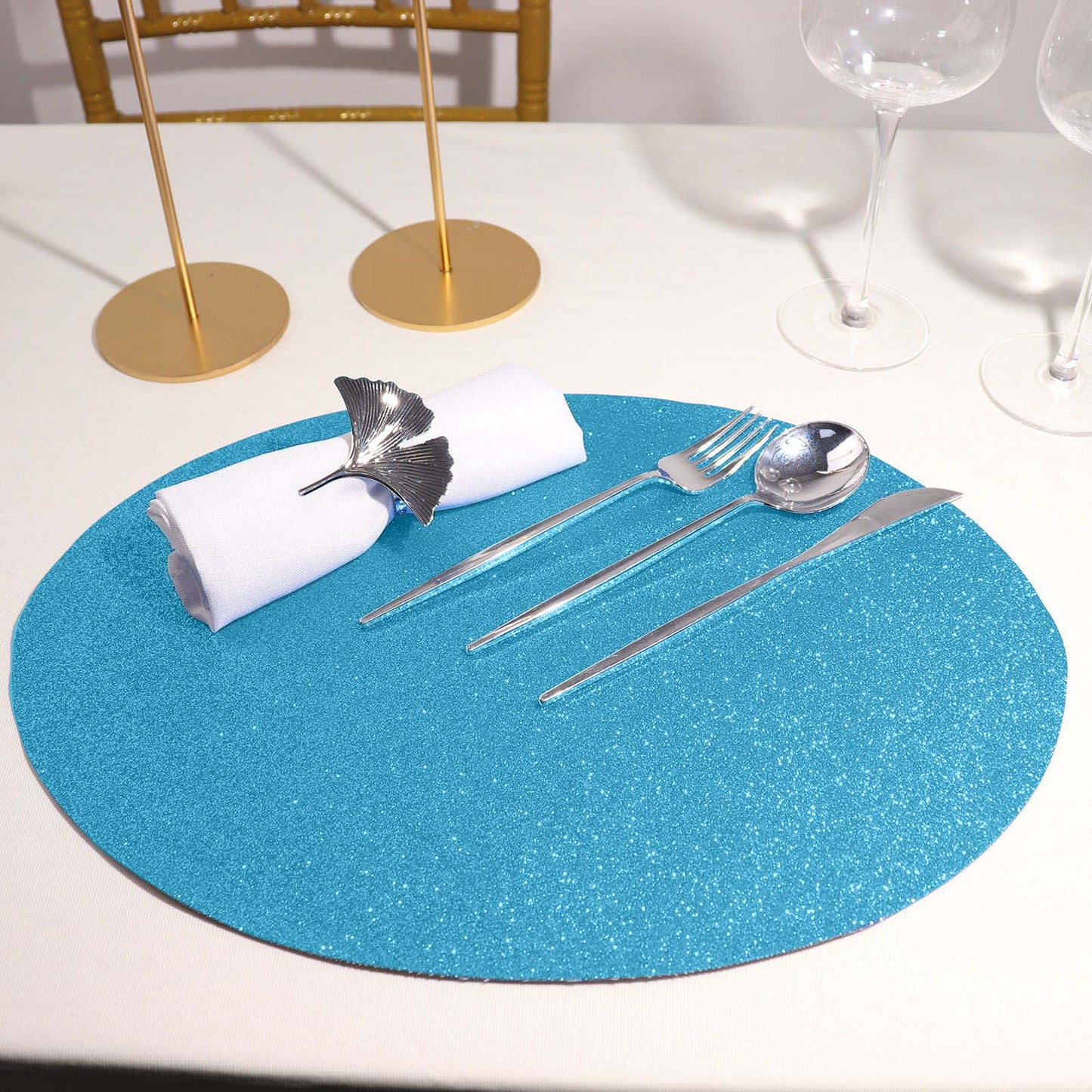 6 Pack Sparkle Turquoise Oval Table Mats Non Slip