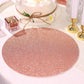 6 Pack Rose Gold Sparkle Vinyl Placemats, Non Slip Decorative Round Glitter Table Mat