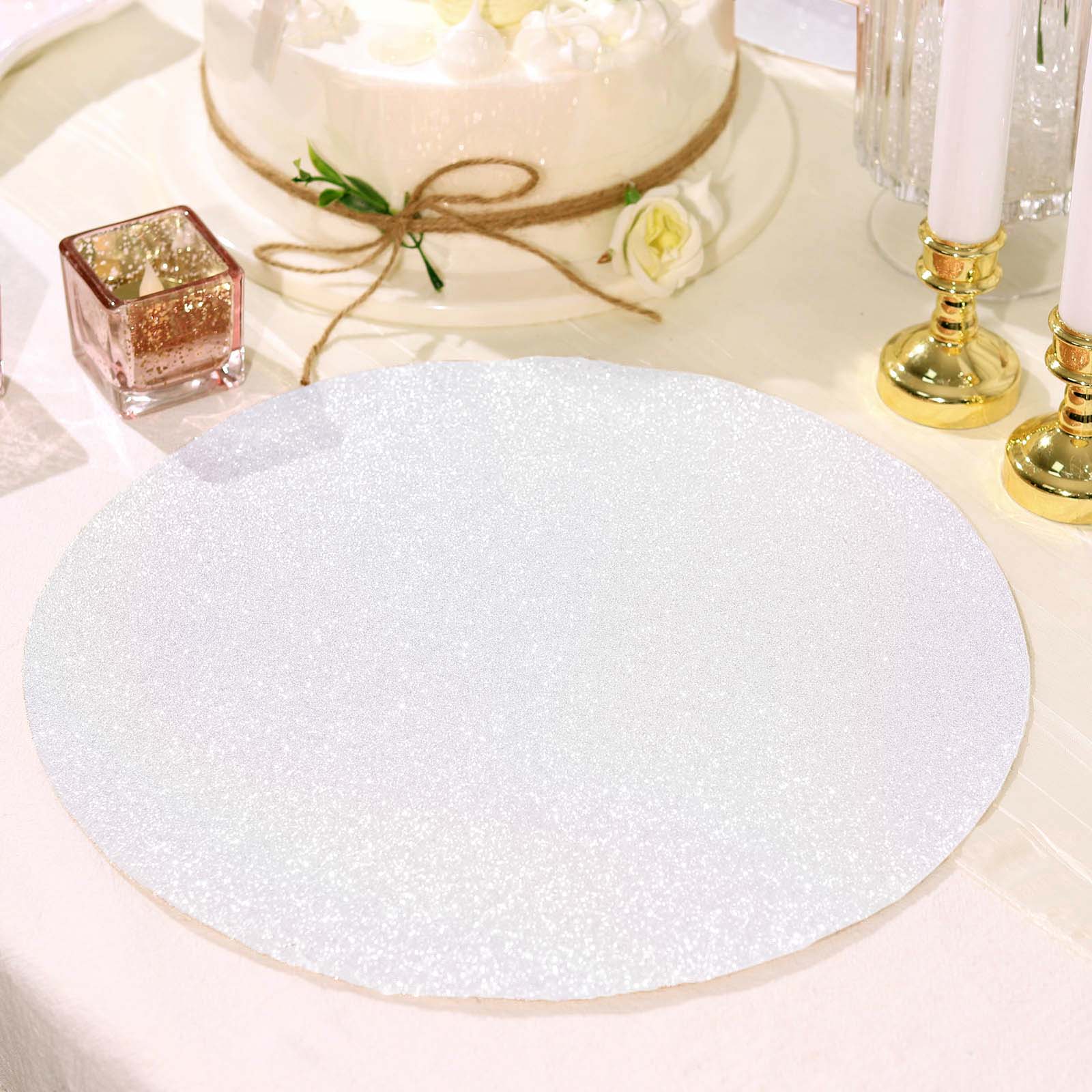 Iridescent sparkle vinyl placemat on a decorative table setting.