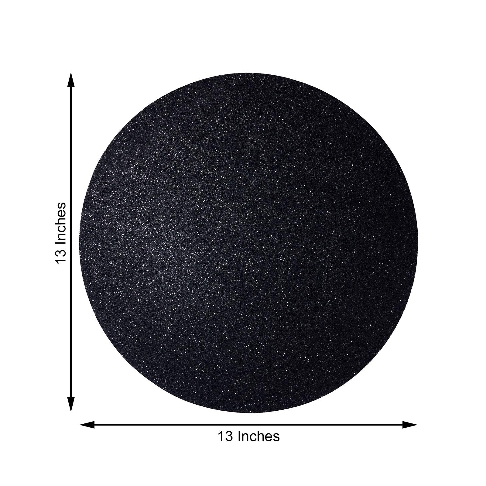 Non Slip Black Sparkle Placemats for Round Decorative Table Mat 6 Pack
