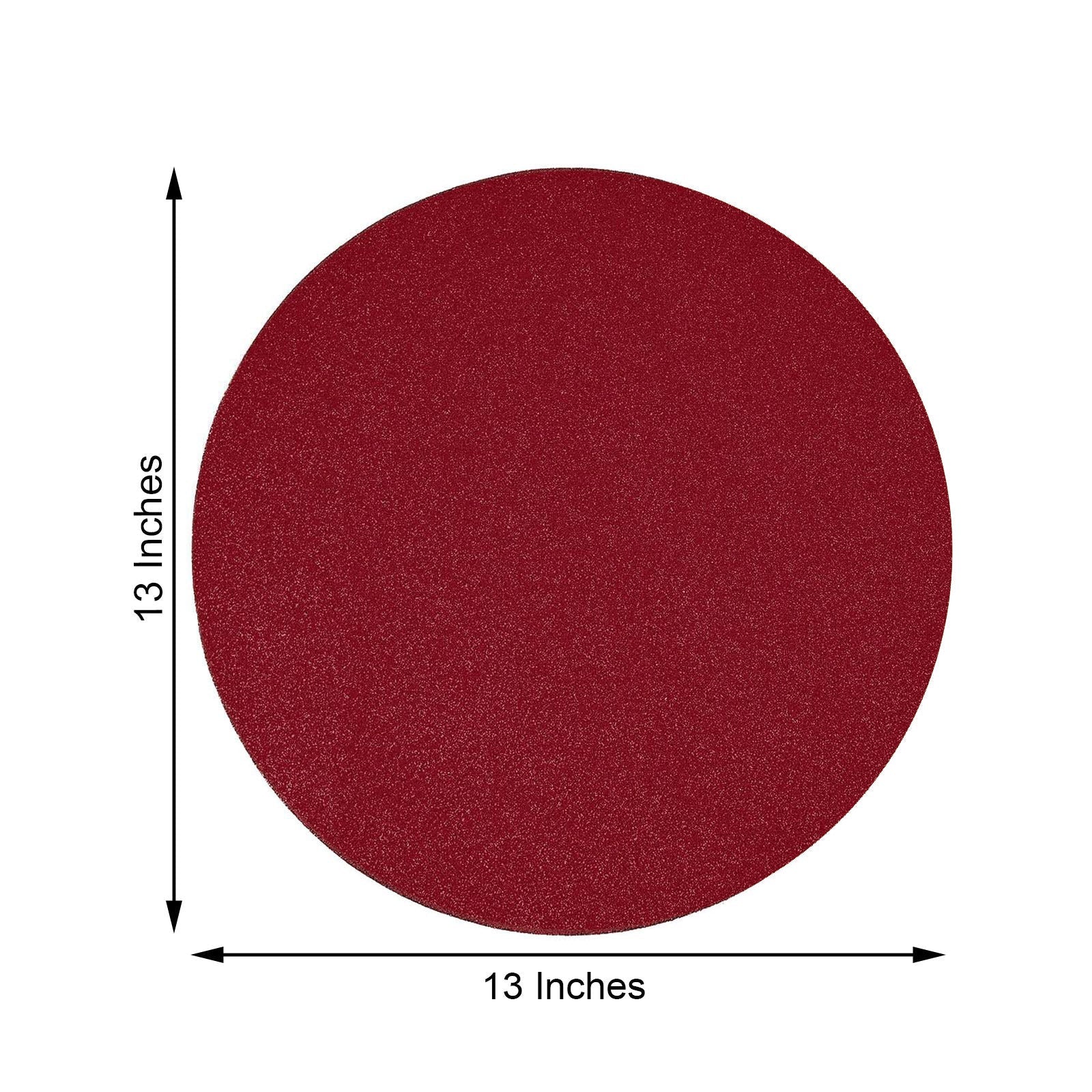 Burgundy sparkle round glitter placemat, 13 inches, non-slip design.